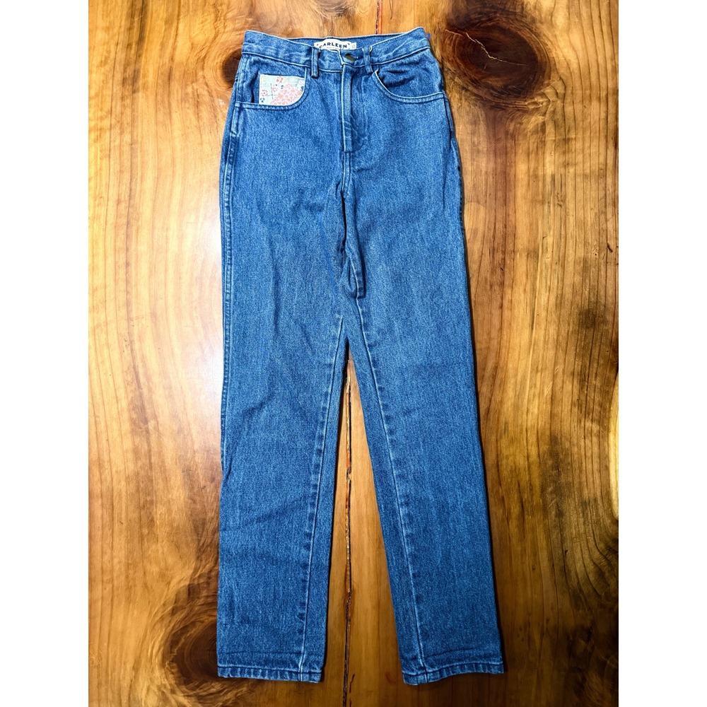 Anthropologie Carleen Denim Jeans 25 Cotton Patch Floral Pockets Straight Mom J7